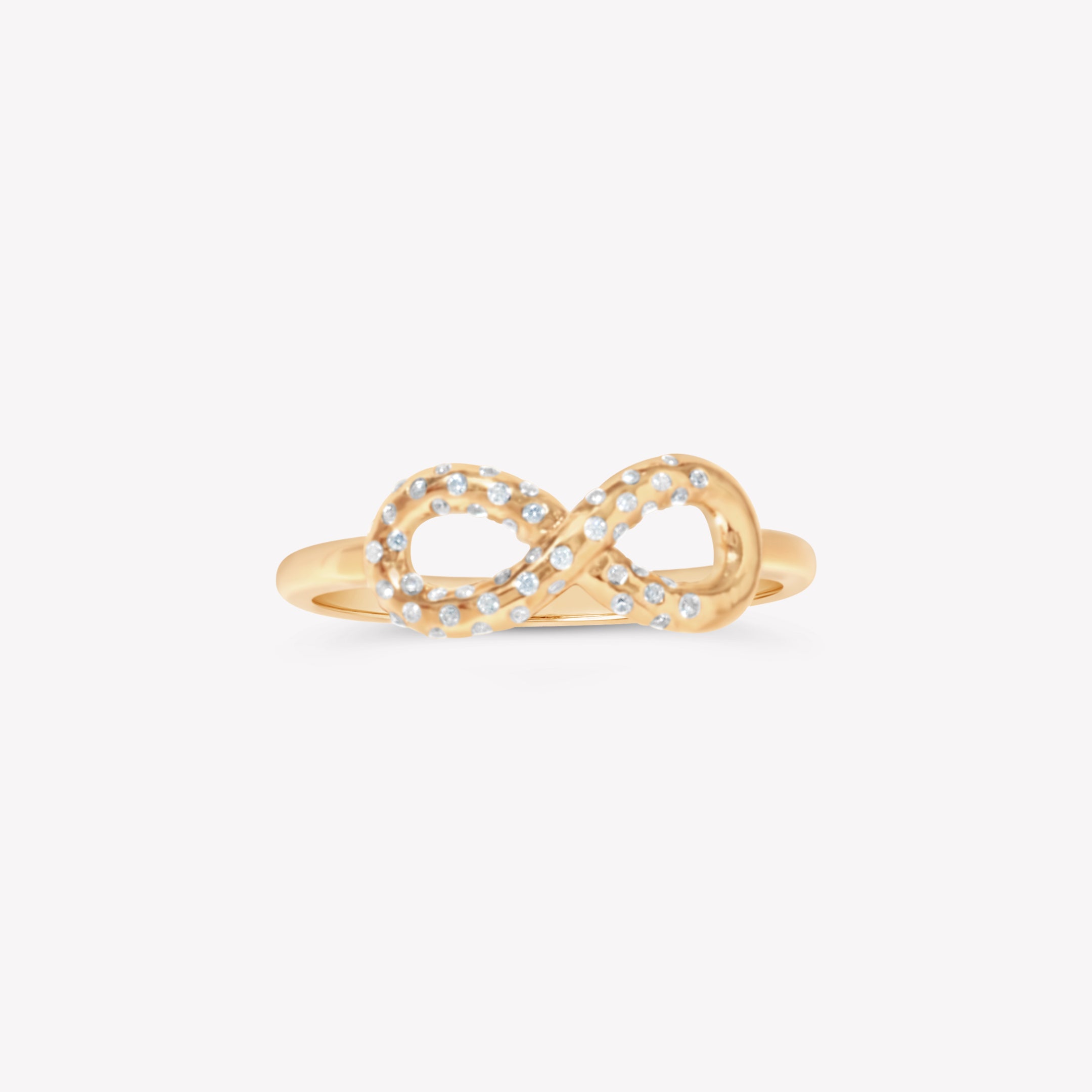 18k gold vermeil Infinite Hope Statement Ring showcases a pavé zirconia ichthys nestled within the infinity symbol by Rizen Jewelry