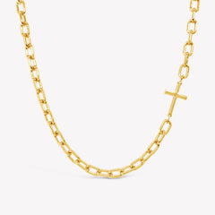 Mini Chain Breaker Cross Necklace in 18k gold vermeil from the calvary collection by Rizen Jewelry.