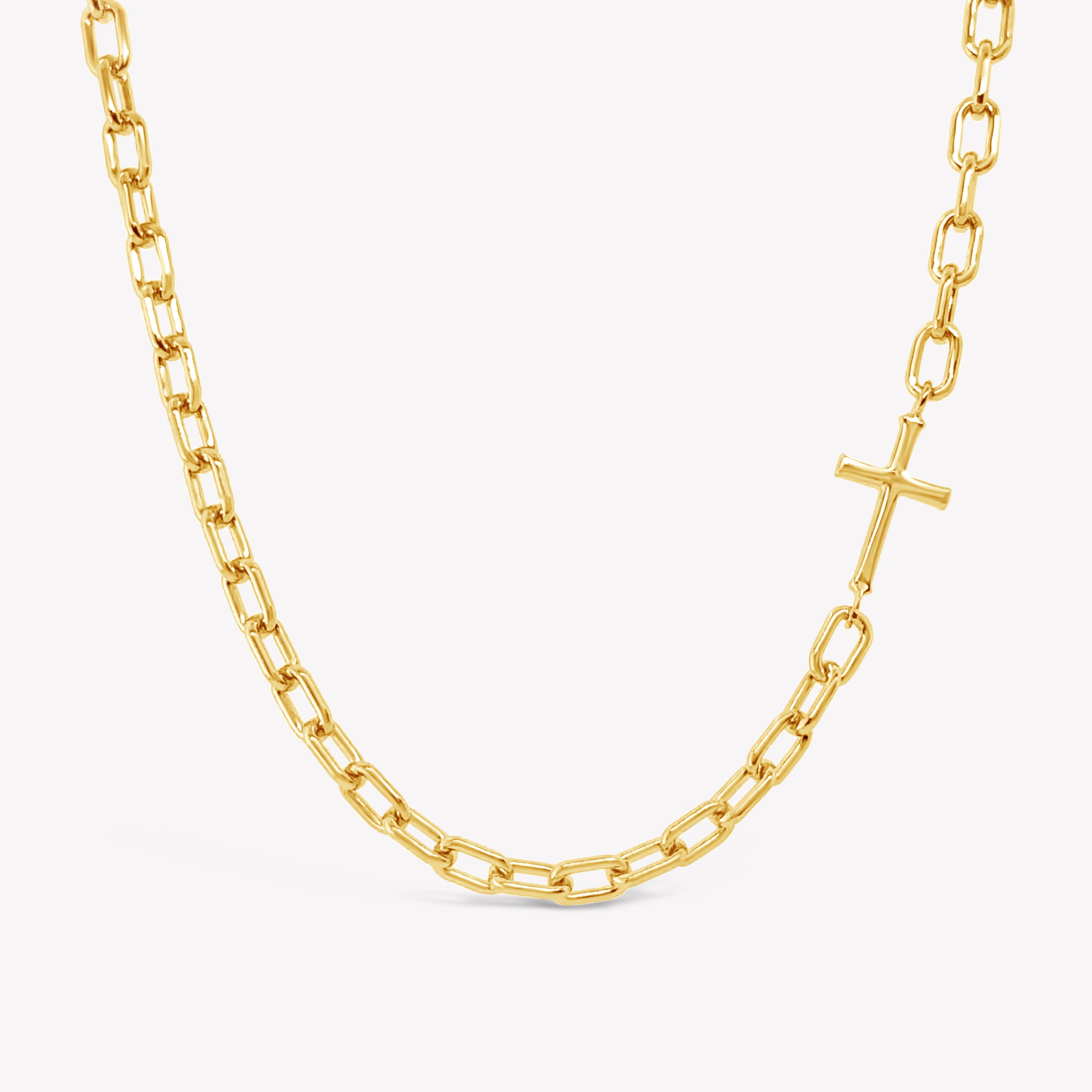 Mini Chain Breaker Cross Necklace in 18k gold vermeil from the calvary collection by Rizen Jewelry.