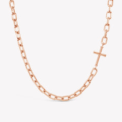 Mini Chain Breaker Cross Necklace in 18k rose gold vermeil from the calvary collection by Rizen Jewelry.