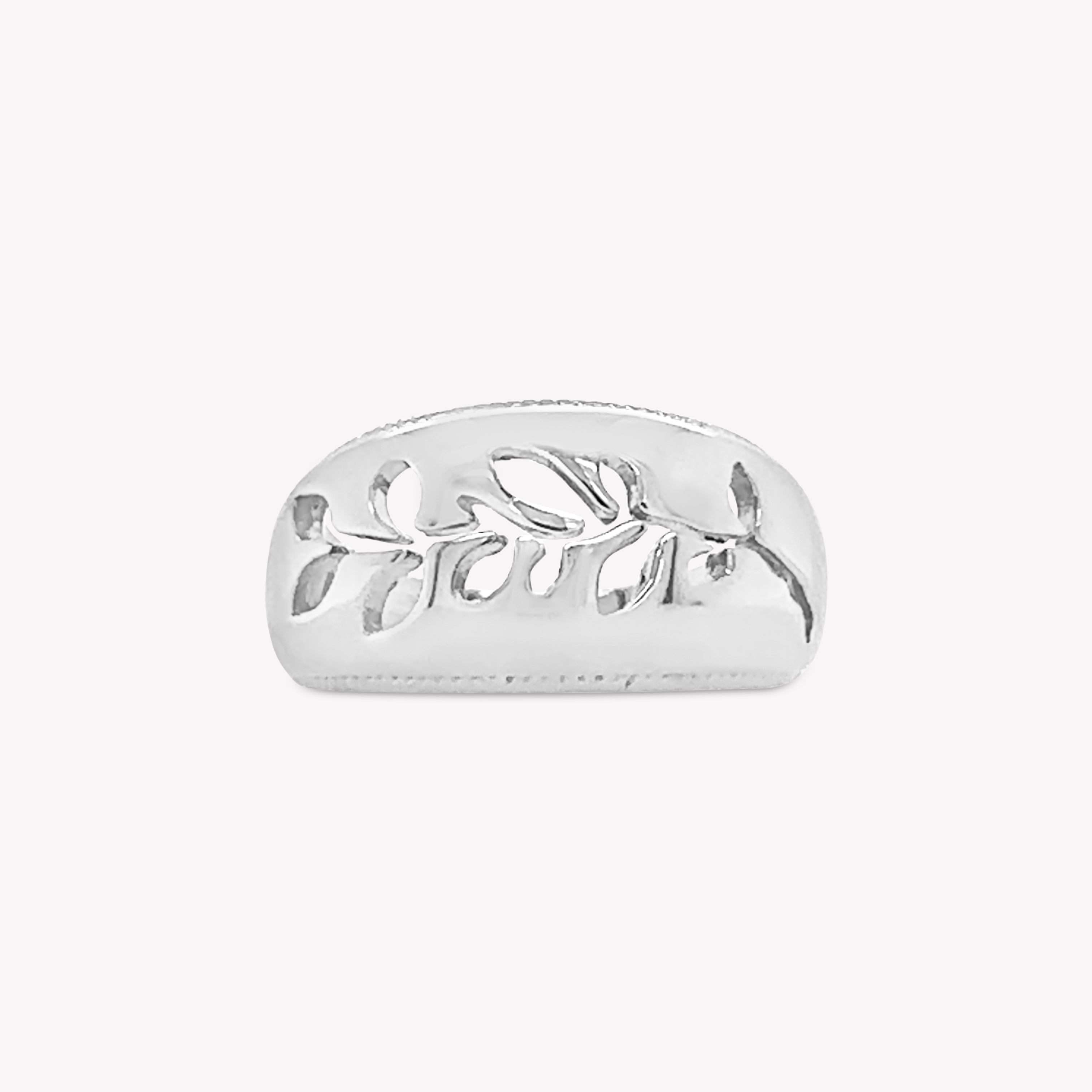 Intricately designed Olive Branch Ring in sterling silver from the Rooted Collection by Rizen Jewelry.