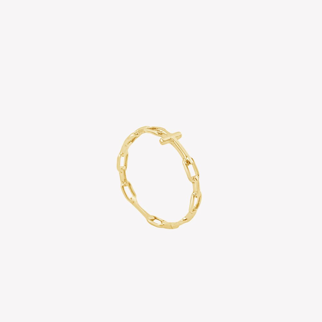 Rizen Jewelry gold vermeil chain breaker cross ring from the Calvary Collection.