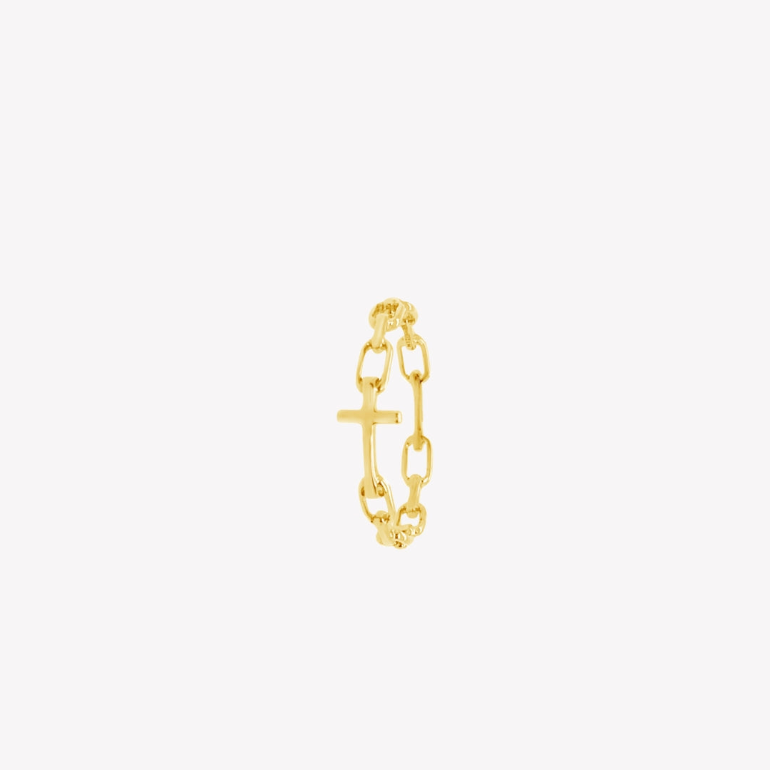 Rizen Jewelry gold vermeil cross chain breaker ring from the Calvary Collection. 