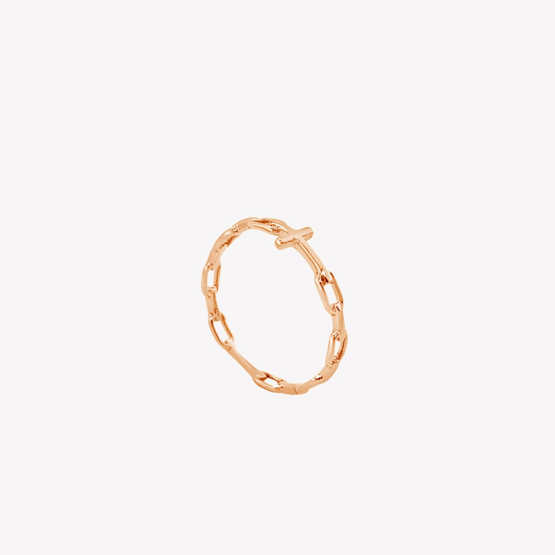 Rizen Jewelry rose gold vermeil cross chain breaker ring from the Calvary Collection.