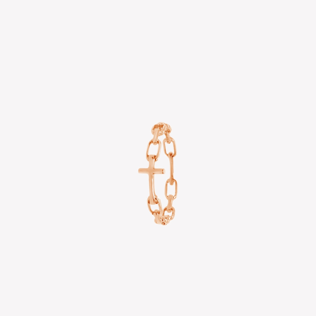 Rizen Jewelry rose gold vermeil cross chain breaker ring from the Calvary Collection.