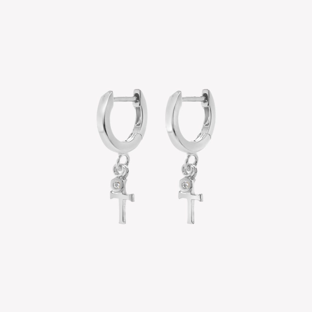 Calvary Cross Huggie Hoop Earrings – Rizen Jewelry