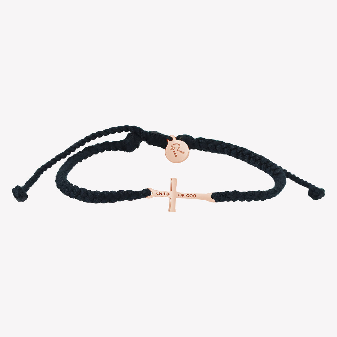 Child of God Black Cross Braided Bracelet Rizen Jewelry