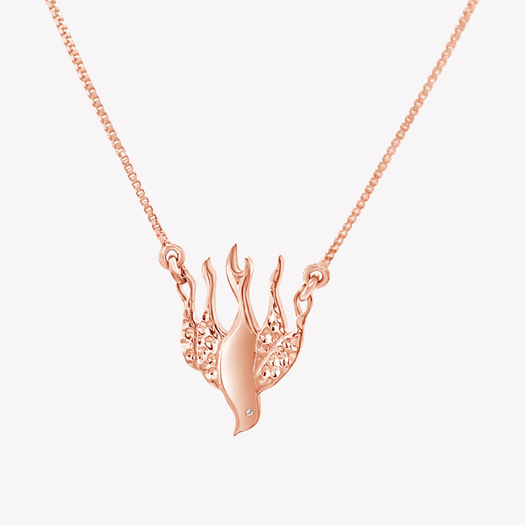 rose gold vermeil Chispa de la Dove Necklace by Rizen Jewelry.
