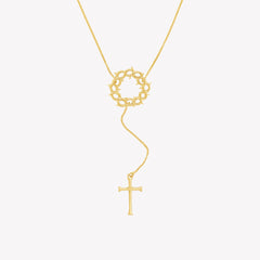 Gold vermeil Crown of Thorns Y Necklace with Cross Pendant by Rizen Jewelry.