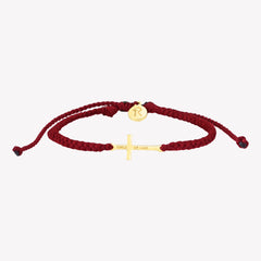 Made 4 Ministries Child of God garnet red gold cross braided friendship bracelet by Rizen Jewelry