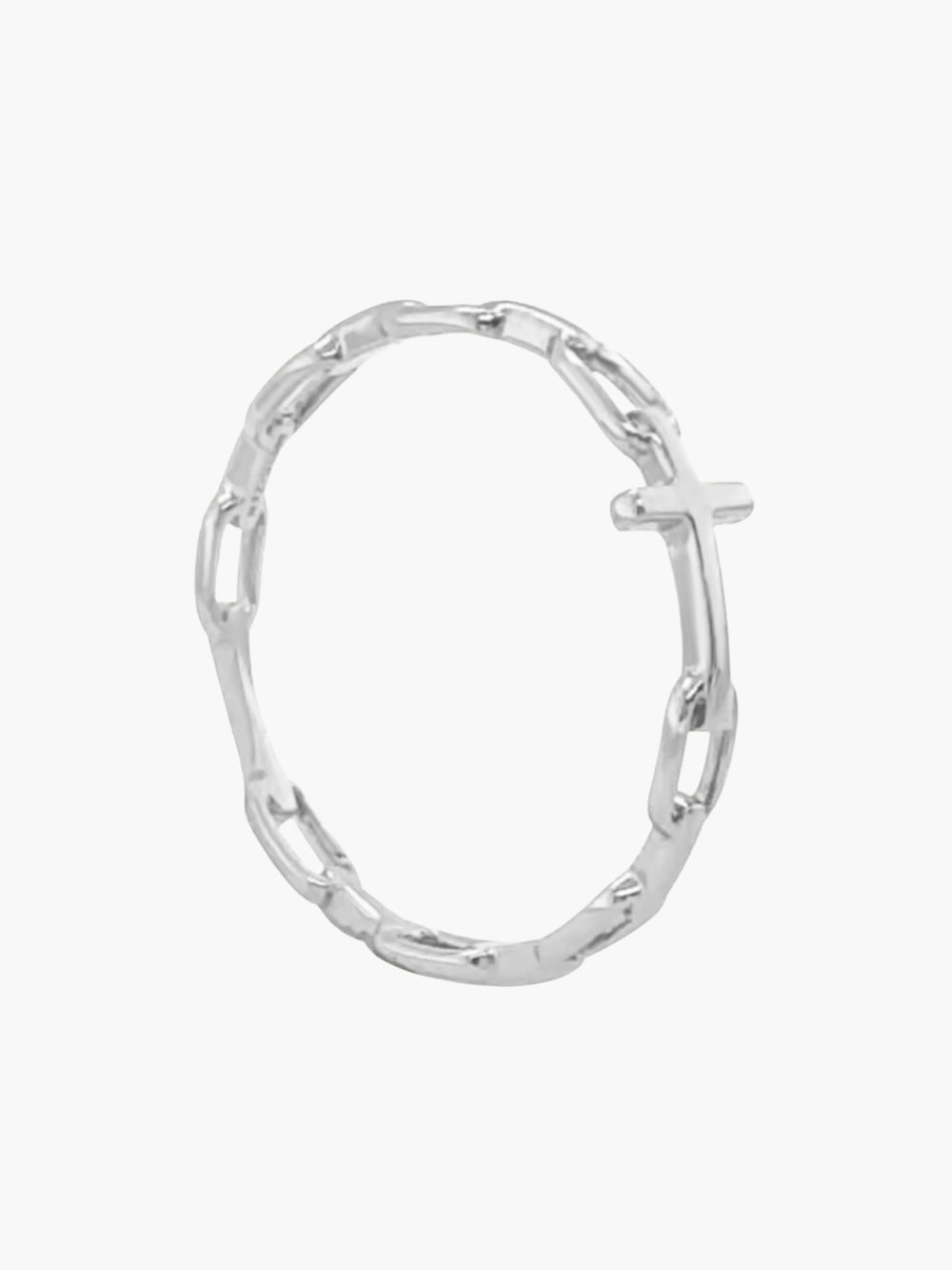 Mini chain breaker cross ring in sterling silver from the Calvary collection.  A timeless baptism gift by Rizen Jewelry.
