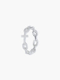 Luminous Pavé Cross Chain Breaker Ring in sterling silver with pavé stones and cross centerpiece, designed by Rizen Jewelry.