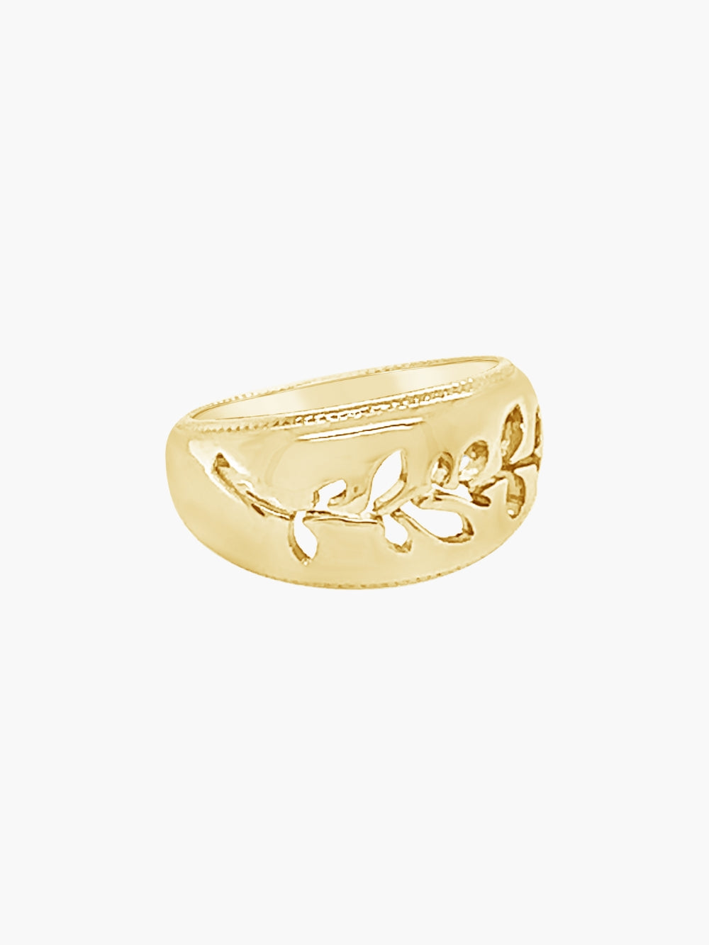 Olive branch ring in 18k gold plated from the Rooted collection.   Inspirational gift for any occasion by Rizen Jewelry.
