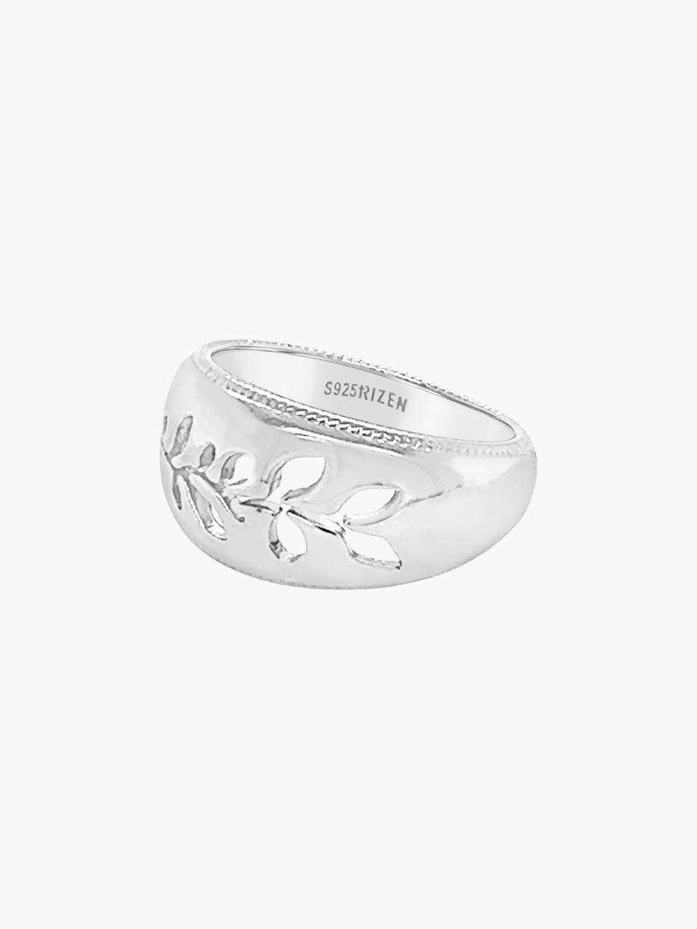 Olive branch ring in sterling silver from the Rooted collection.  Inspirational gift for any occasion by Rizen Jewelry.