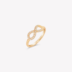 18k gold vermeil Infinite Hope Statement Ring showcases a pavé zirconia ichthys nestled within the infinity symbol by Rizen Jewelry