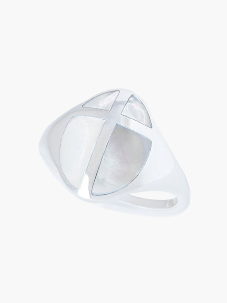 Mother Of Pearl Cross Ring | Rizen Jewelry