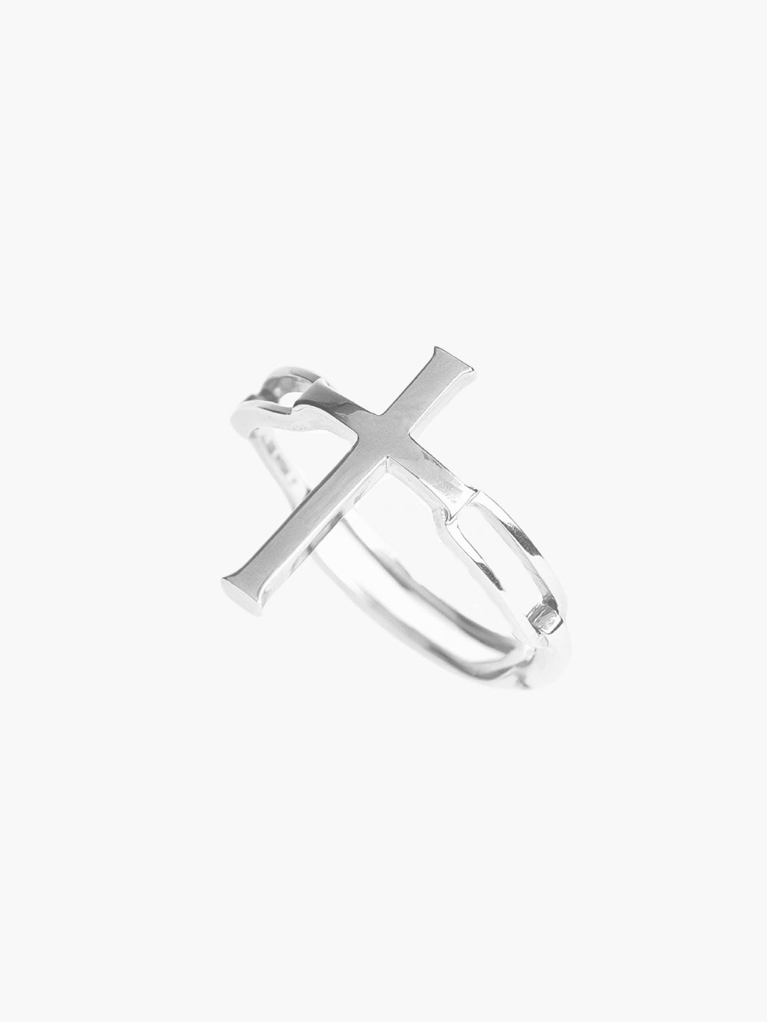 Silver Chain Breaker Cross Statement Ring by Rizen Jewelry. 