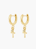 Calvary Cross Huggie Hoop Earrings
