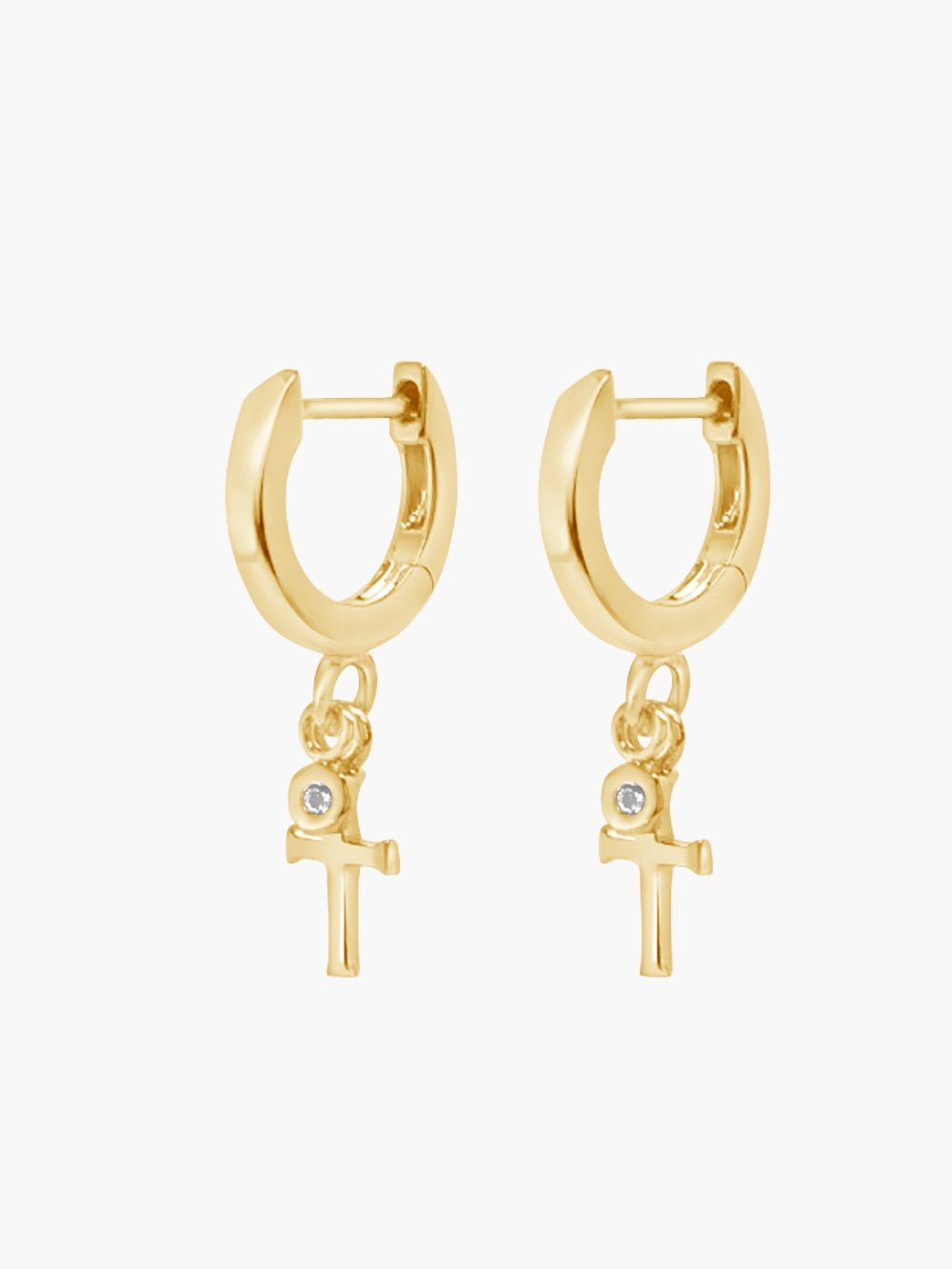 Calvary Cross Huggie Hoop Earrings