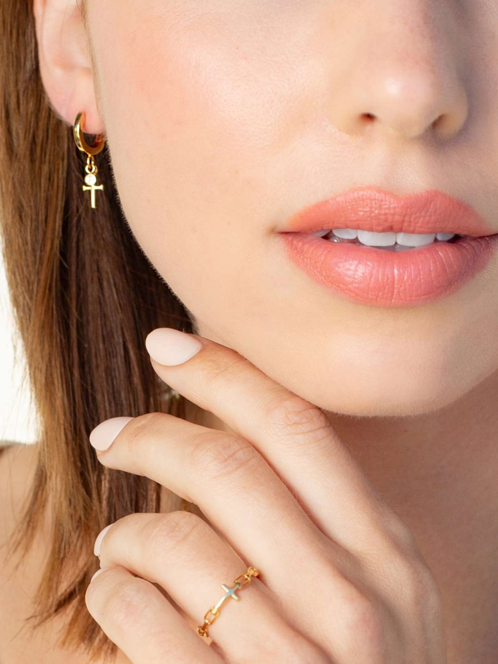 Calvary Cross Huggie Hoop Earrings