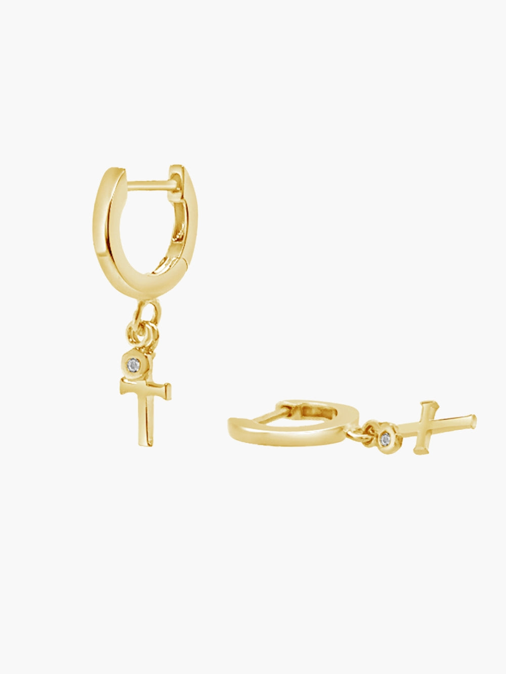 Calvary Cross Huggie Hoop Earrings