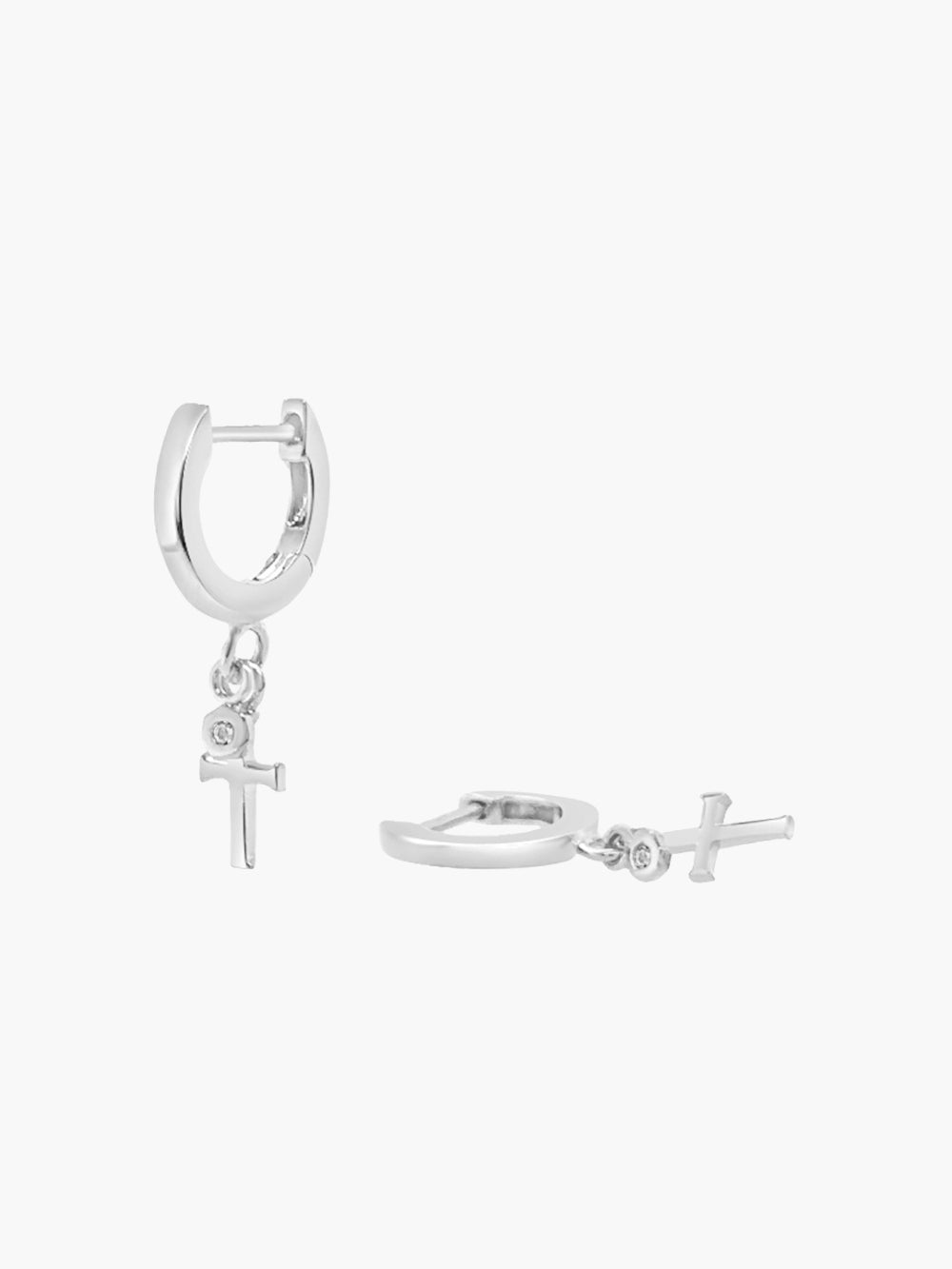 Calvary Cross Huggie Hoop Earrings