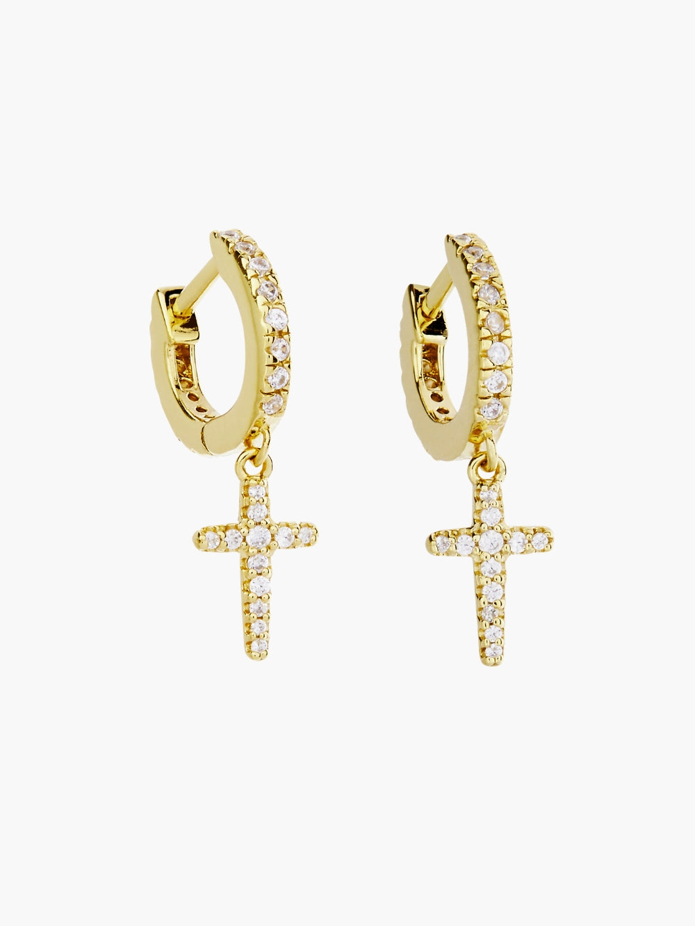 Luminous Pavé Cross Huggie Hoop Earrings
