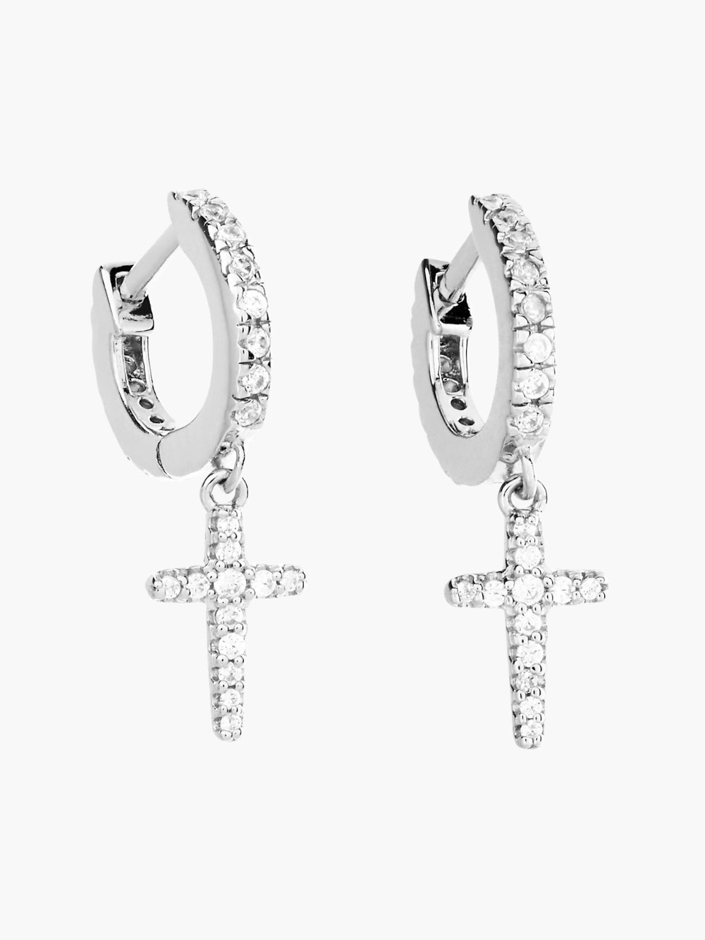 Luminous Pavé Cross Huggie Hoop Earrings