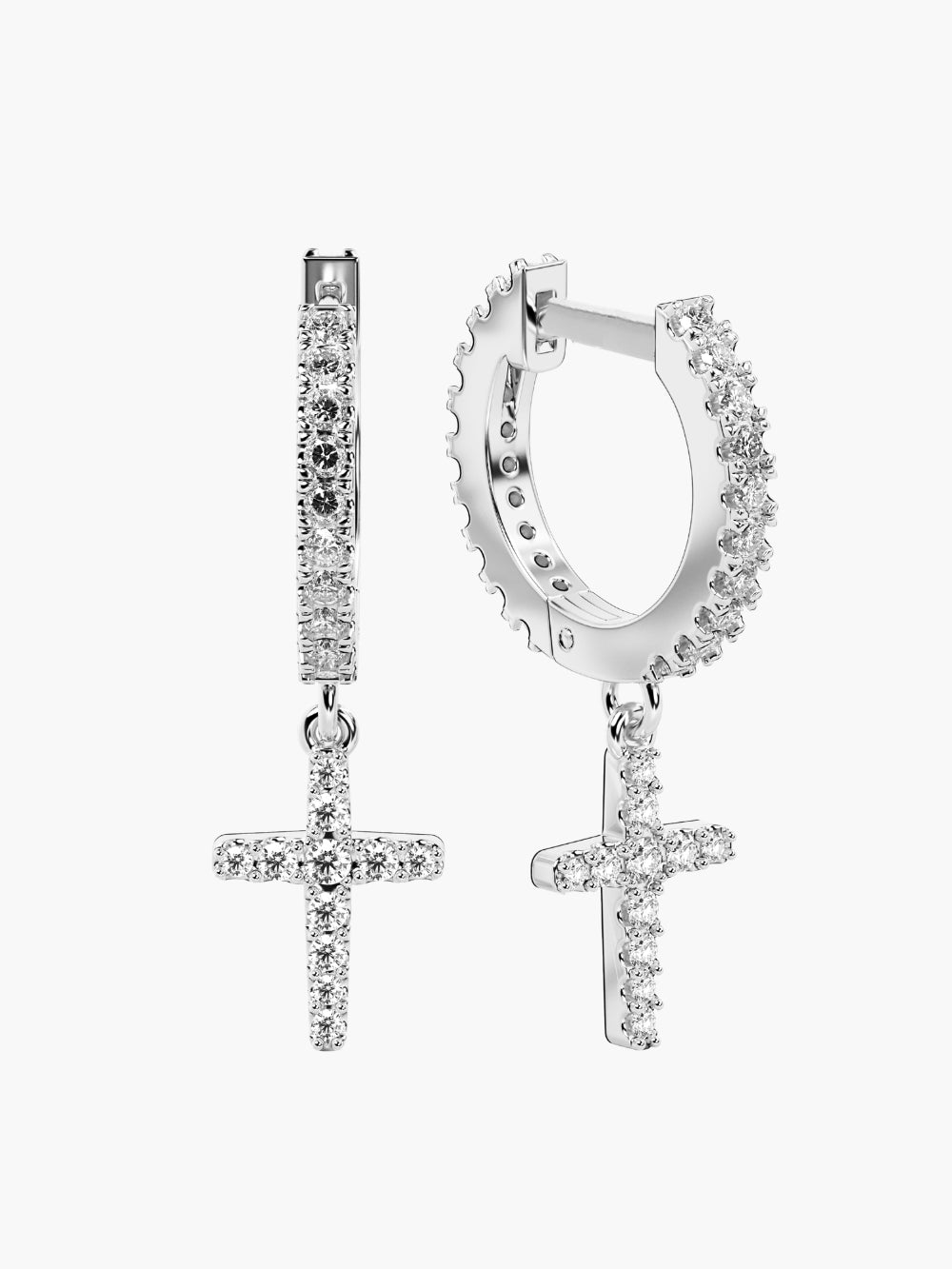 Luminous Pavé Cross Huggie Hoop Earrings