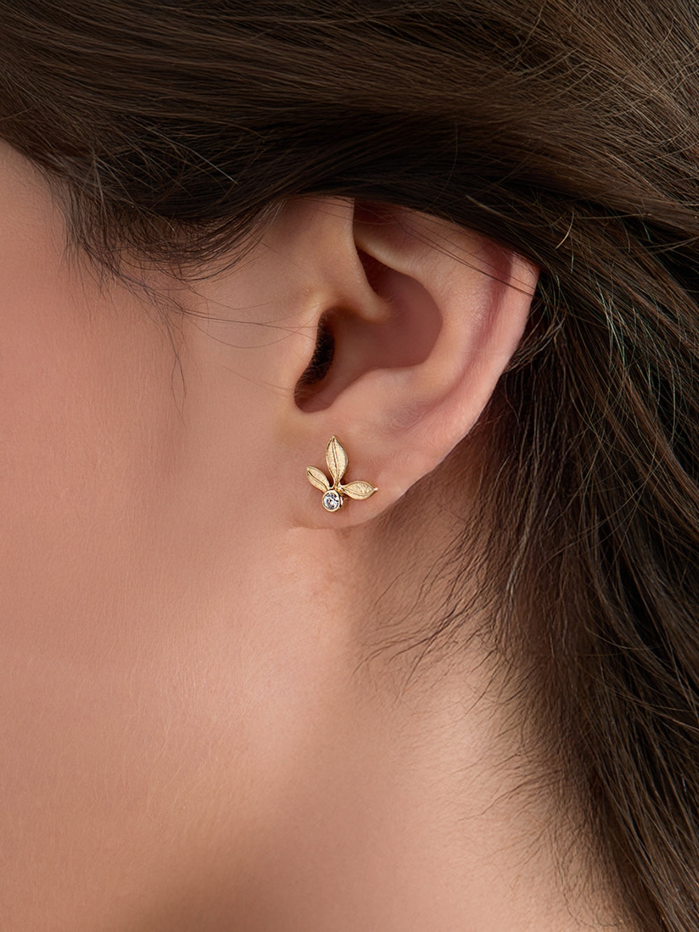 Olive Leaf Stud Earring