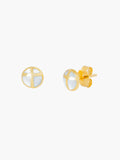 Mother of pearl cross stud earrings in 18k gold plated from the Becoming collection. Inspirational Faith Jewelry for Women by Rizen Jewelry.