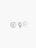 Mother Of Pearl Cross Dome Stud Earrings