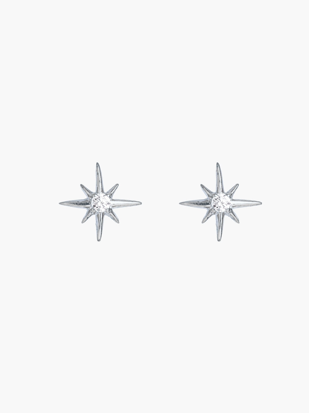 Adoring Star Stud Earrings in sterling silver with center cubic zirconia, from the insingia collection by Rizen Jewelry.