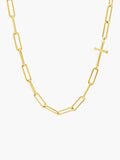 Chain breaker cross necklace in 18k gold plated from the Calvary collection by Rizen Jewelry. Inspirational gift for any occasion.
