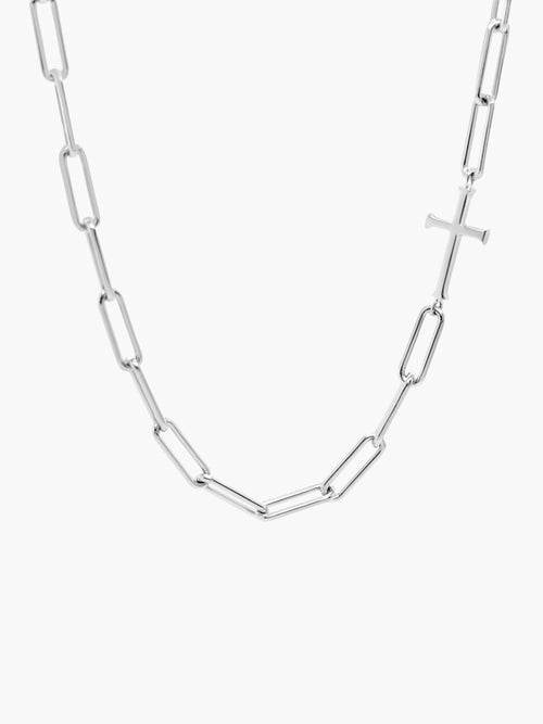 Chain Breaker Cross Necklace in sterling silver from the Calvary collection by Rizen Jewelry. A wonderful  Christian Jewelry Gift.
