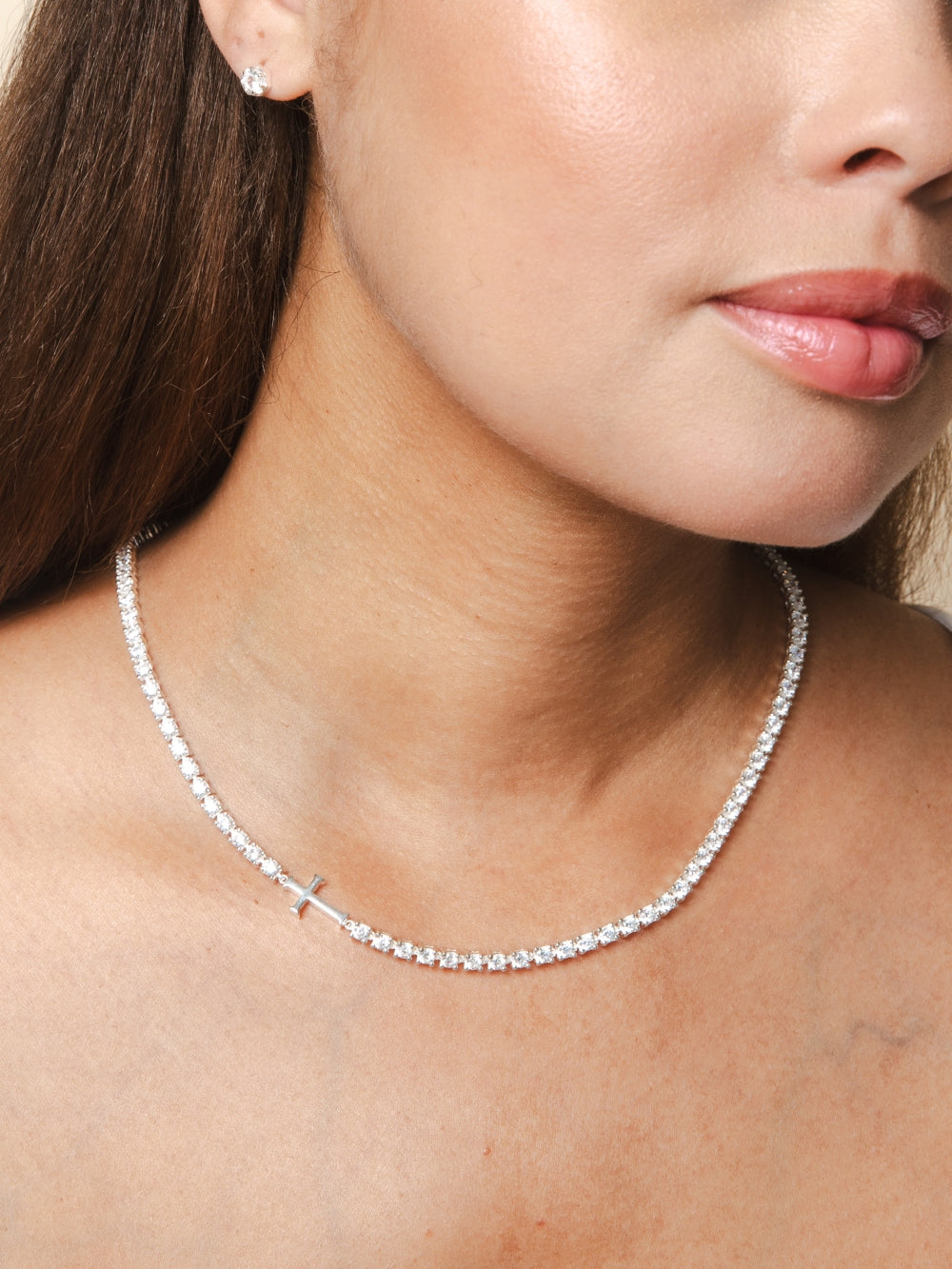Luminous Cross Tennis Necklace | Rizen Jewelry