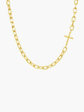 Mini chain breaker cross necklace in 18k gold plated from the Calvary collection by Rizen Jewelry.  Inspirational gift for any occasion.
