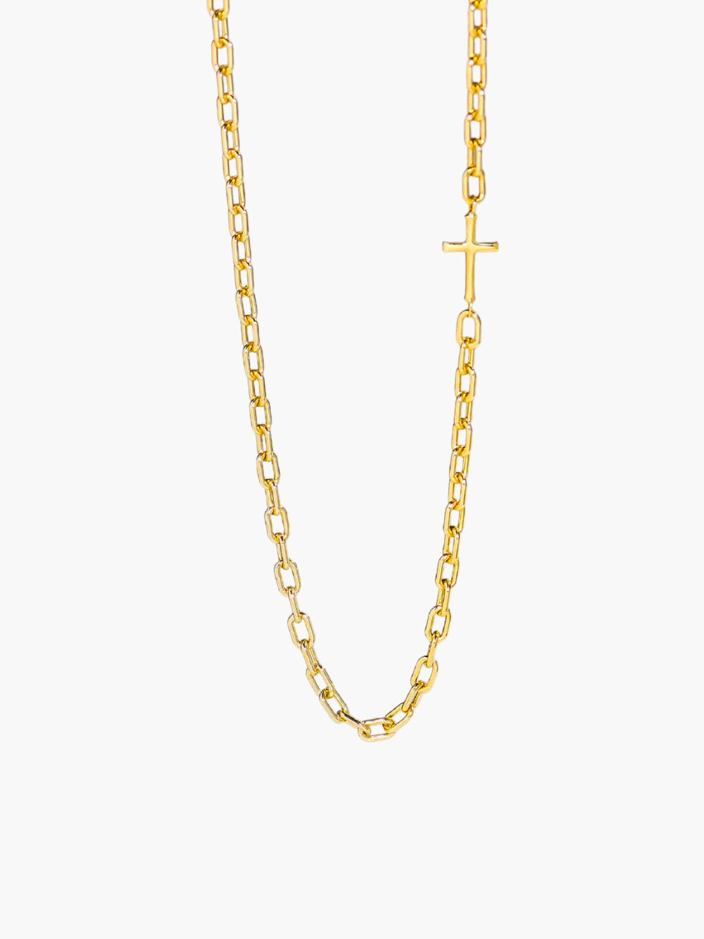 Mini Chain Breaker Cross Necklace in 18k gold plated from the calvary collection by Rizen Jewelry. 