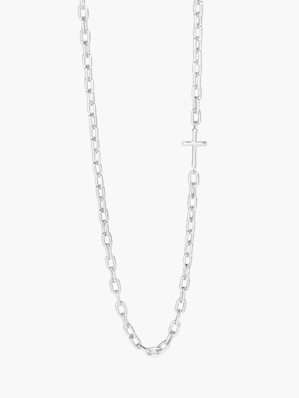 Mini chain breaker cross necklace in sterling silver from the Calvary collection by Rizen Jewelry.