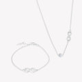 Sterling silver Infinite Hope jewelry gift set featuring the matching infinite Hope necklace and bracelet.