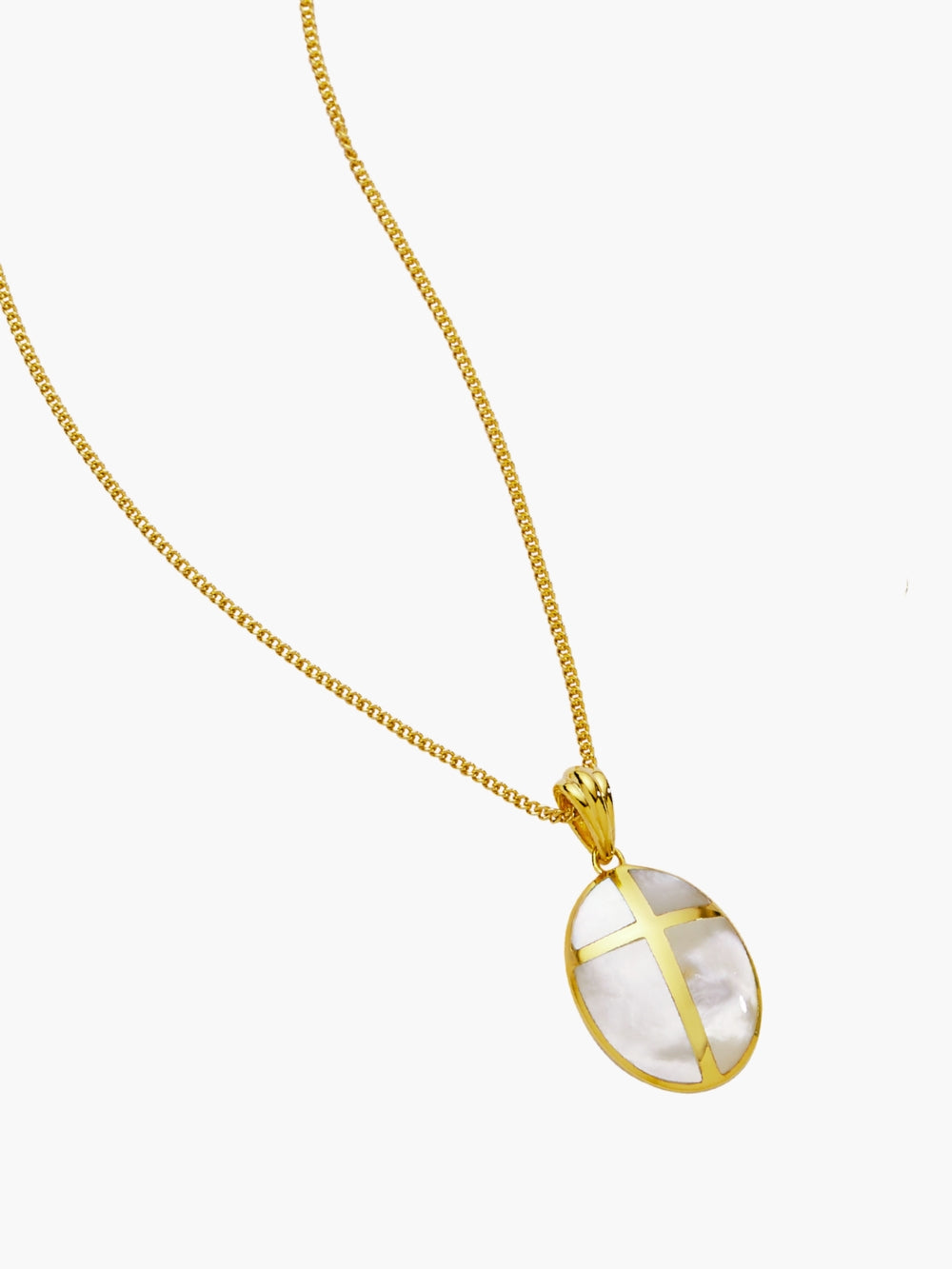 Mother Of Pearl Cross Pendant Necklace