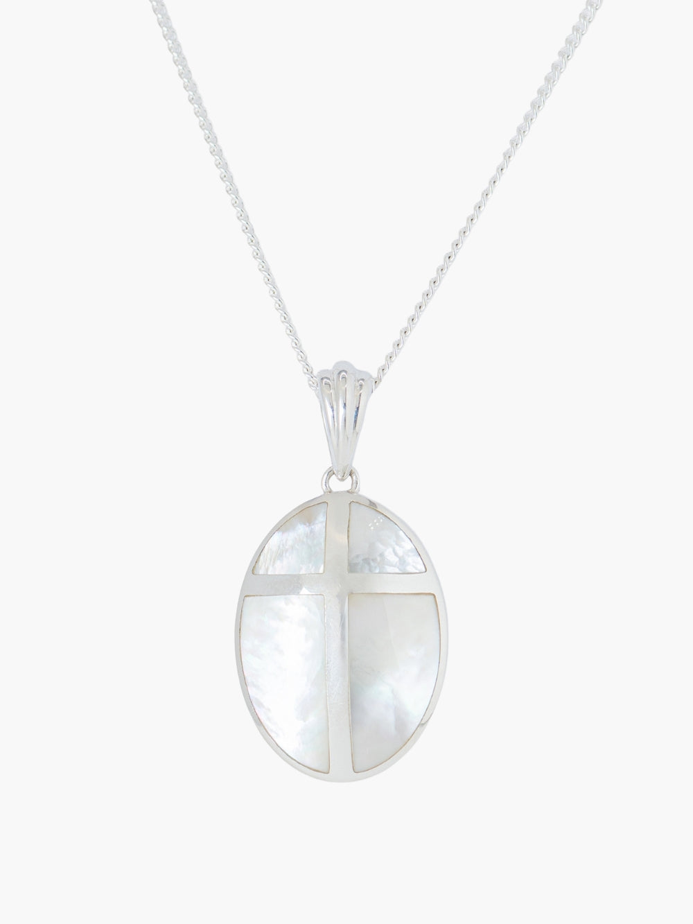 Mother Of Pearl Cross Pendant Necklace