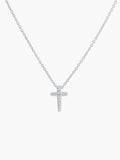 Dainty Luminous Cross Pavé Pendant Necklace in sterling silver with cubic zirconia cross pendant on delicate cable chain by Rizen Jewelry