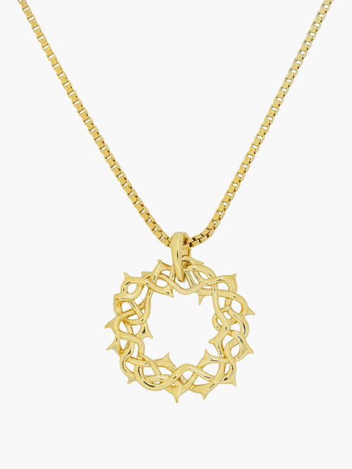 Crown of thorns large pendant necklace in 18k gold plated from the Insignia collection. A timeless baptism gift by Rizen Jewelry.