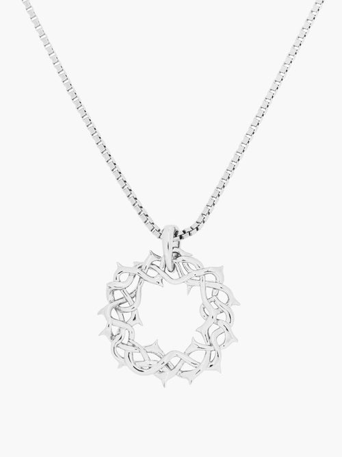 Crown of thorns large pendant necklace in sterling silver from the Insignia collection. A wonderful Christian Jewelry Gift by Rizen Jewelry.
