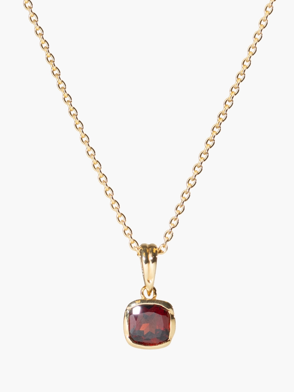 Garnet Fully Known Prayer Pendant featured on cable chain necklace 