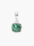 Malachite Fully Known Prayer Pendant by Rizen Jewelry features  a square cabochon cut malachite stone is cradled in sterling silver. The pendant symbolizes Creativity, Intentionality, Growth, and the month of May.
