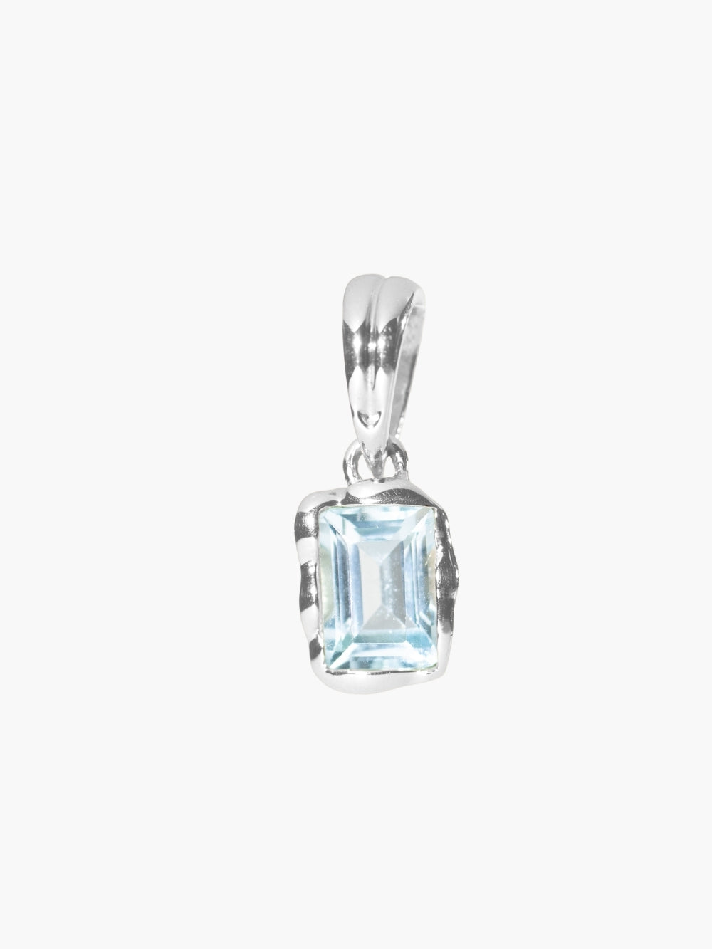 Sterling silver Sky Blue Topaz fully known prayer pendant by Rizen Jewelry.