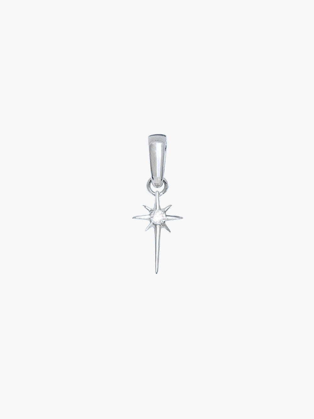 Adoring Star Pendant in sterling silver, a star cross-shaped pendant with cubic zirconia center, designed by Rizen Jewelry