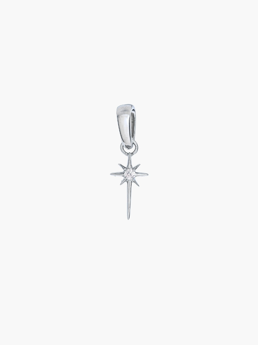 Adoring Star Pendant in sterling silver, a star cross-shaped pendant with cubic zirconia center, designed by Rizen Jewelry